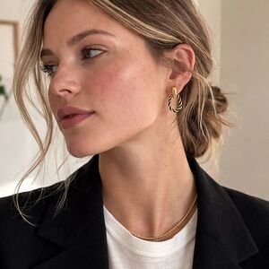 Vintage 80s Gold & Black Rope Drop Earrings | Modern Power Minimalist